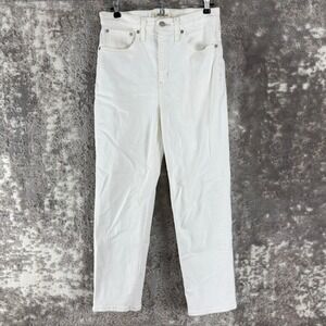 Madewell Size 26 High Rise‎ Straight Leg Denim Jeans White Full Length Women